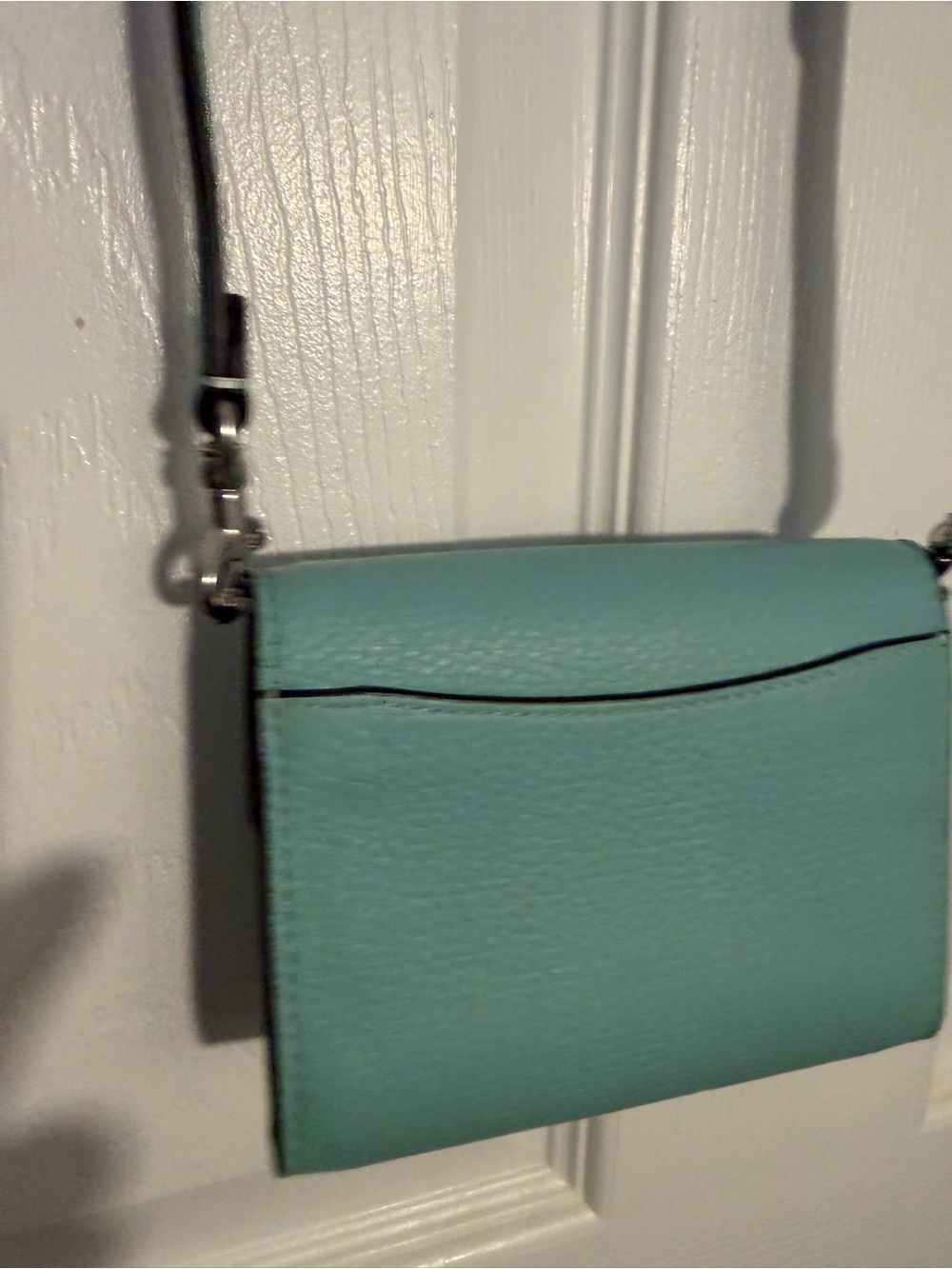 Coach Pebbled Leather Crossbody in Aqua Blue EUC - Picture 4 of 8